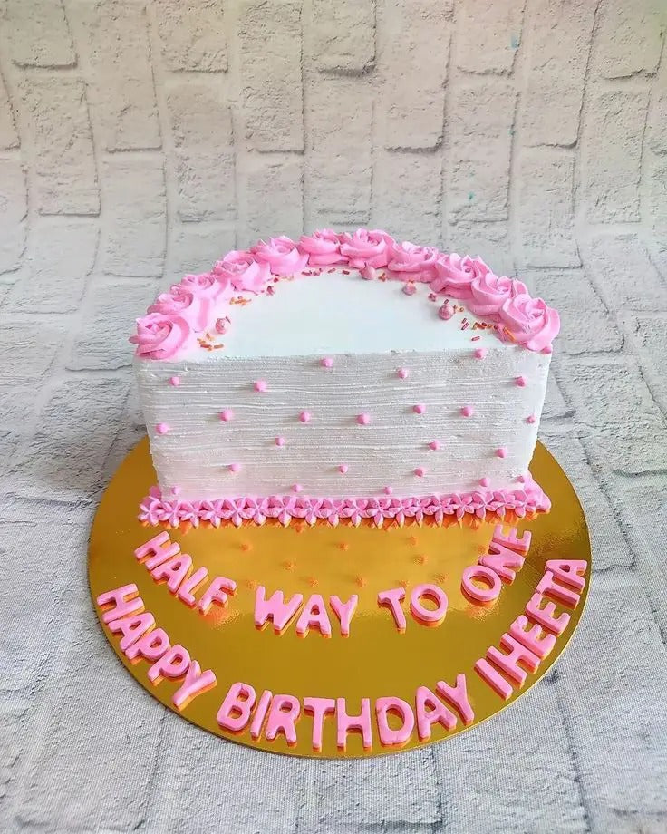 Half birthday cake design ( 13 )