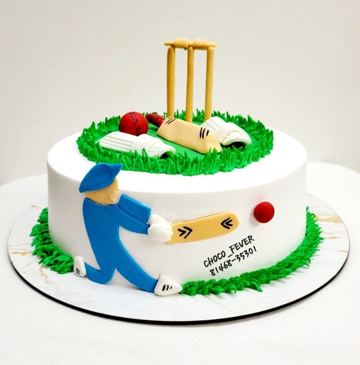 Cricket theme cake design ( 40 )