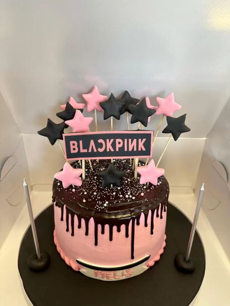 Black Pink Theme Cake Design 1
