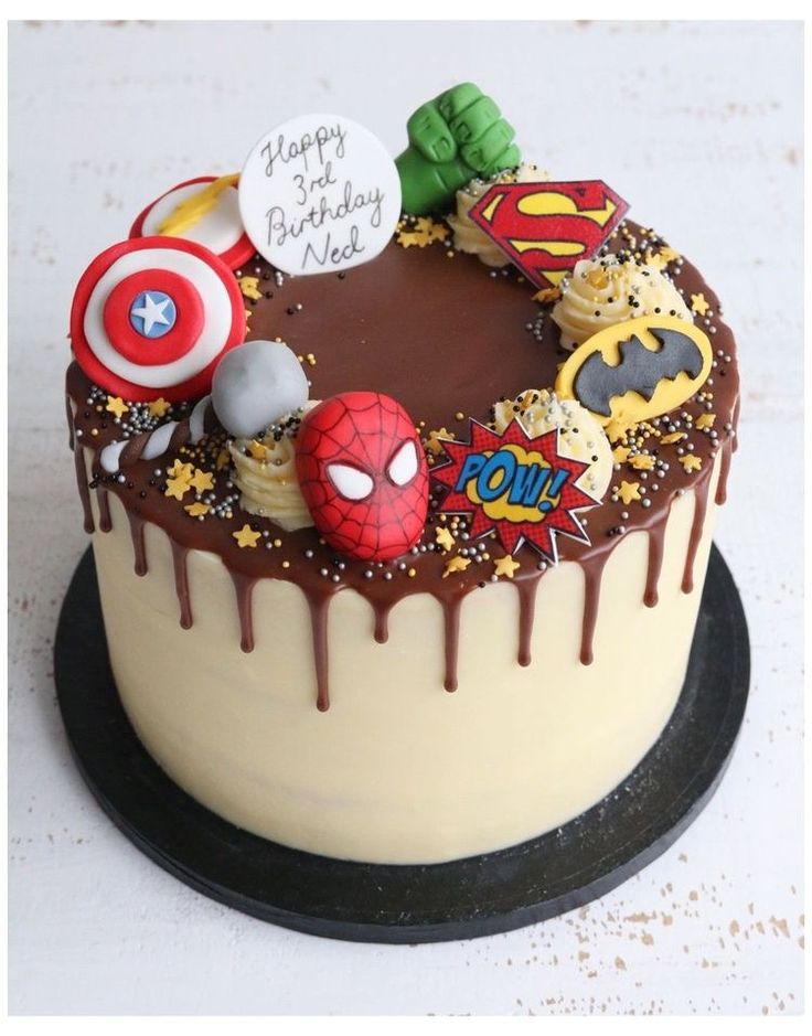 Superhero theme cake