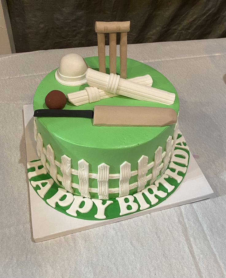 Cricket theme cake design ( 47 )
