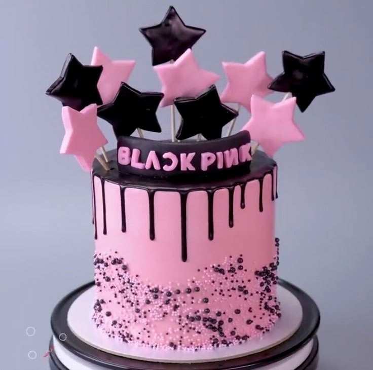 Black Pink Theme Cake Design 5