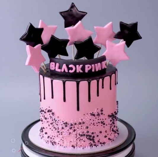 Black Pink Theme Cake Design 5