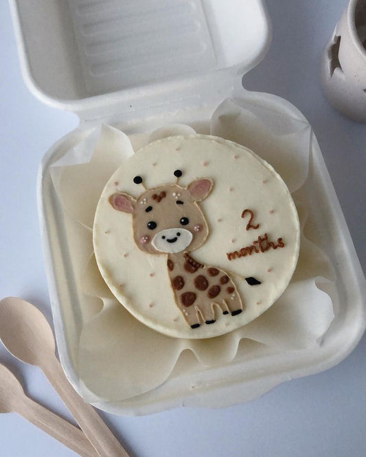 Mini cakes for 2 months birthday giraffe theme
