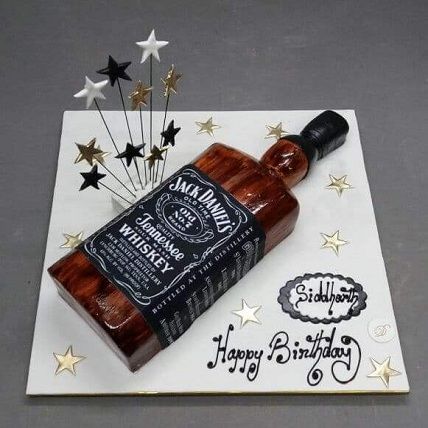 Jack Daniels Bottle Shape Cake Design 1