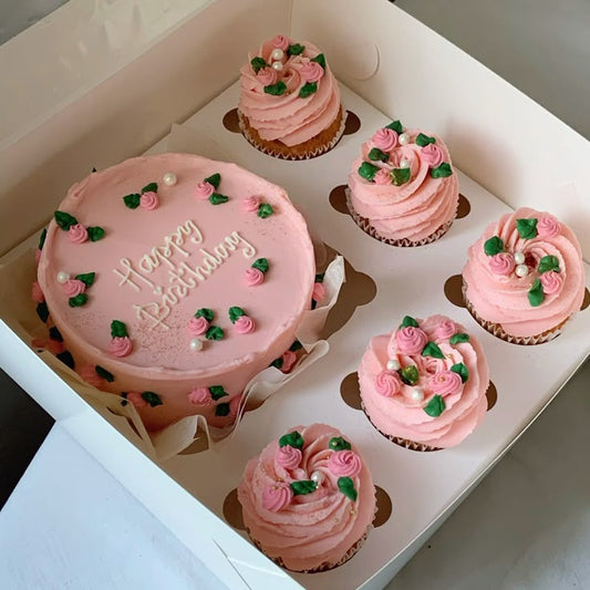 Bento cake with 5 cupcakes set