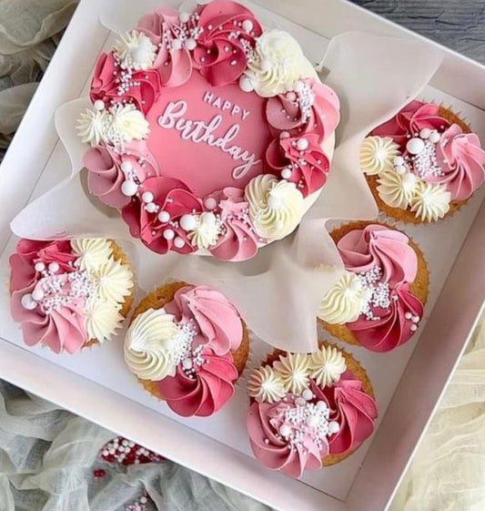 Delightful Bento: Cake and 5 Sweet Cupcakes