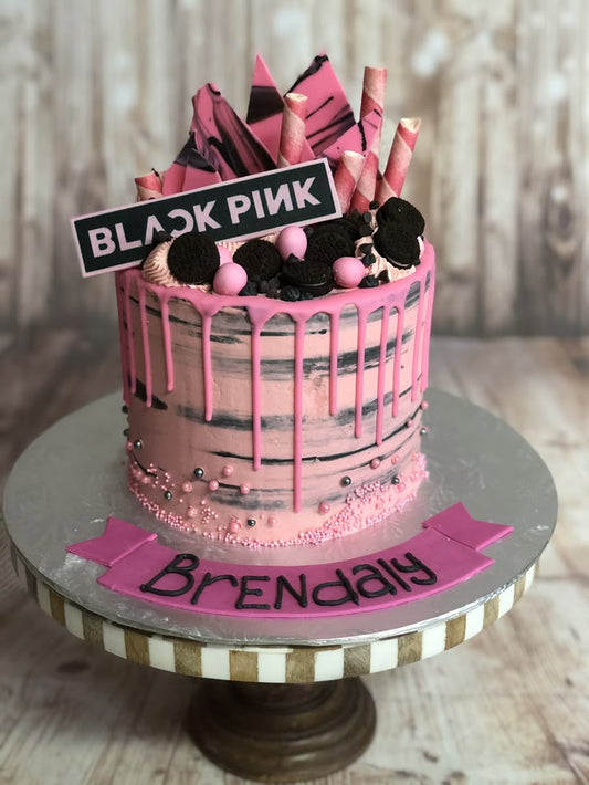 Black Pink Theme Cake Design 4