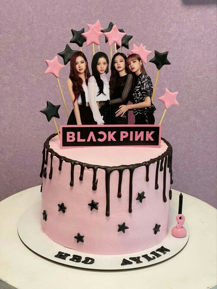 Black Pink Theme Cake Design 2