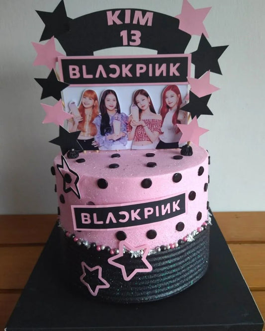 Black Pink Theme Cake Design 3