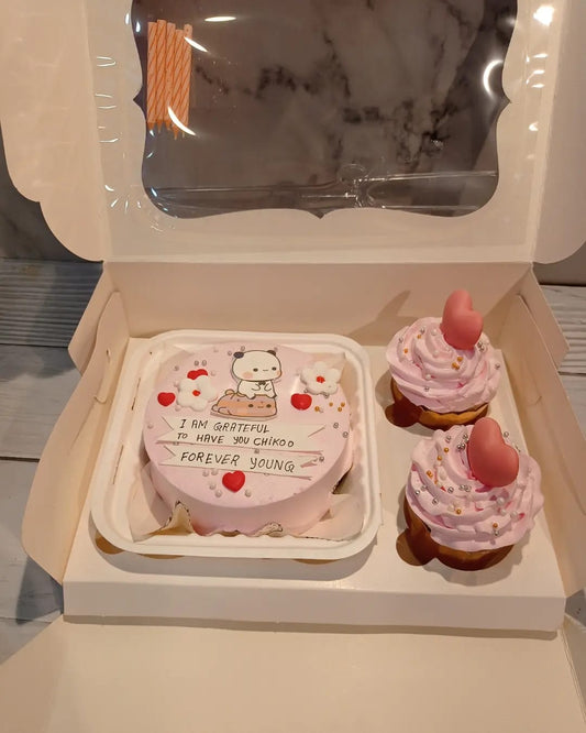 Customize bento cake with 2 cupcakes for your love