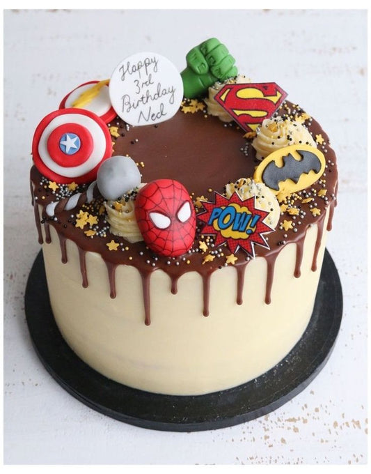 Superhero theme cake