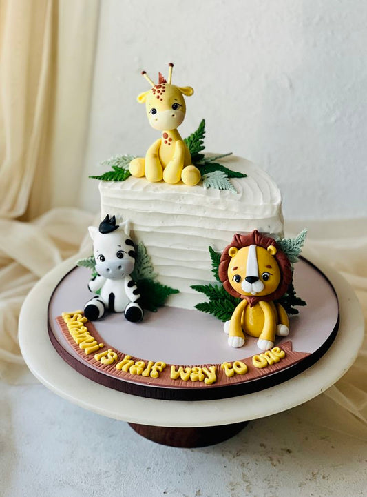 Animal Theme Cake For Half Birthday