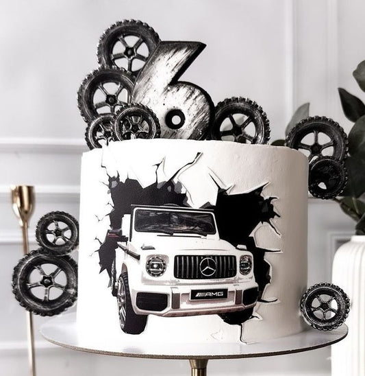 G WAGON theme cake white