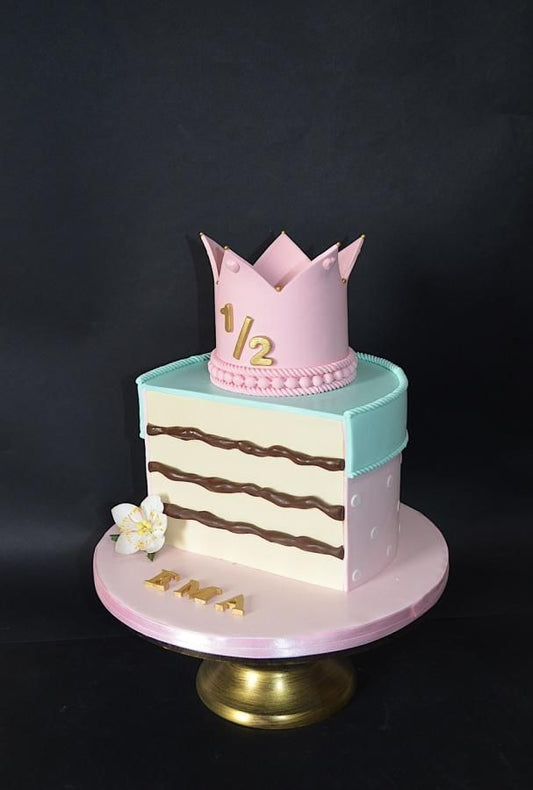 Half birthday cake design ( 7 )